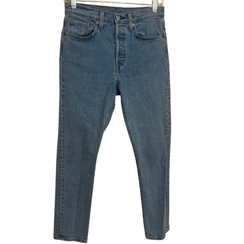 Levi's Premium 501 Skinny Jeans Womens‎ size 27x28 blue Denim Button Fly Big E